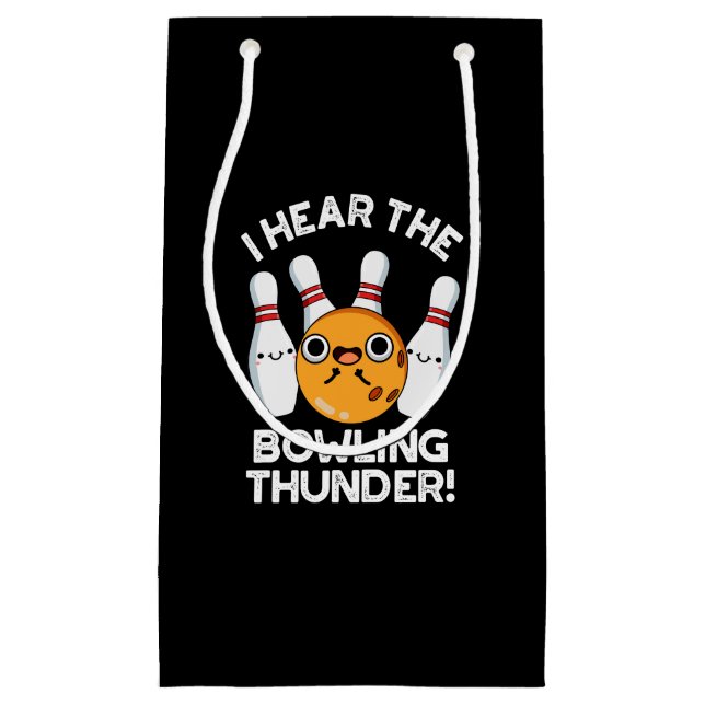 Petit Sac Cadeau J'Entends Le Bowling Thunder Sports Pun Dark BG (Devant)