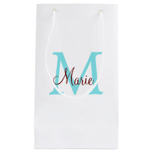 Petit Sac Cadeau jeté simple minimal ajouter nom monogramme rose ro