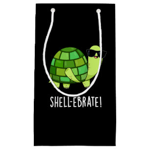 Petit Sac Cadeau Jeu de coquille Funny Tortoise Animal Pun Dark BG