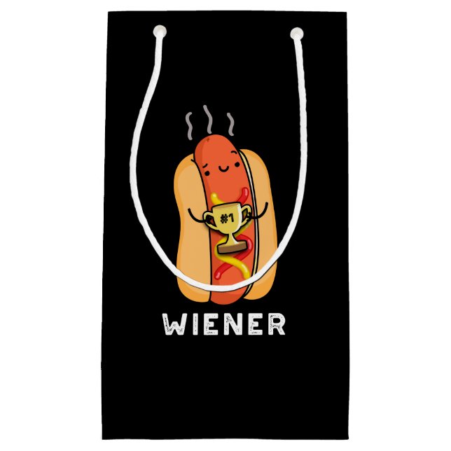 Petit Sac Cadeau Jeu de saucisse drôle Wiener BG foncé (Devant)
