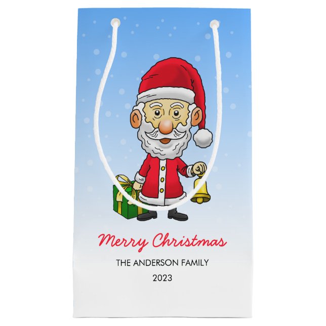 Petit Sac Cadeau Jingle Bells avec Père Noël (Devant)