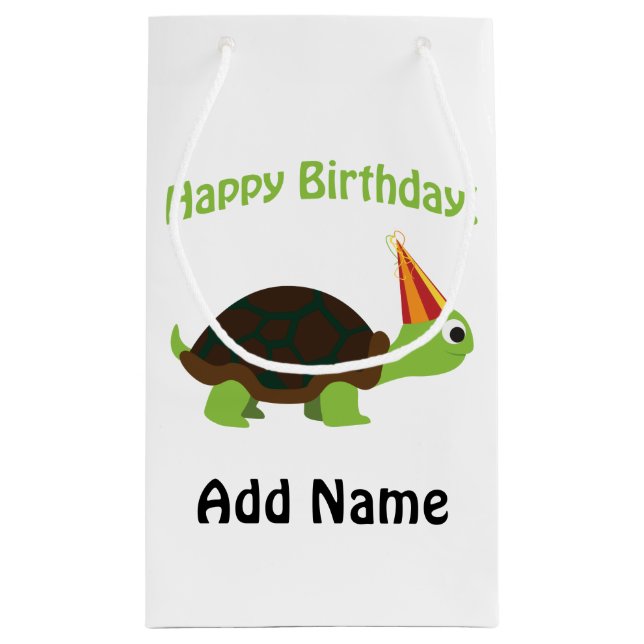 Petit Sac Cadeau Joli anniversaire ! Tortue (Dos)