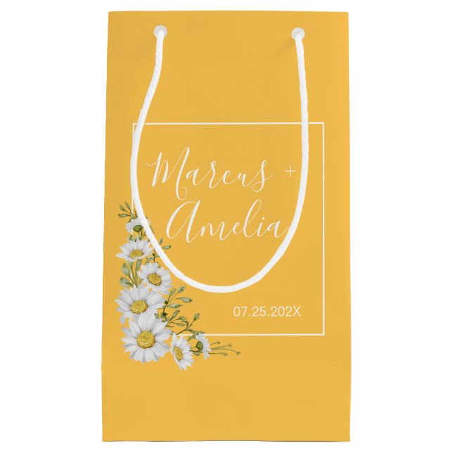 Petit Sac Cadeau Joli Daffodil Jaune & Blanc Mariage de marguerites (Devant)