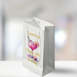 Petit Sac Cadeau Joli en rose thème Cocktail 30e anniversaire