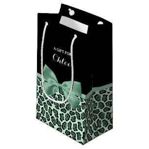Petit Sac Cadeau Joli Jaguar vert Imprimer fille Jade Bow et nom