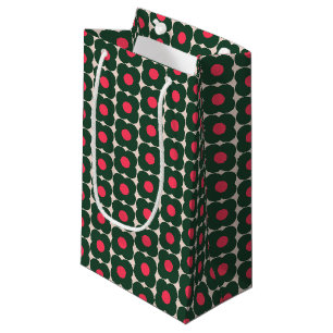 Petit Sac Cadeau Joli motif de fleurs pop rétro Vert de Noël