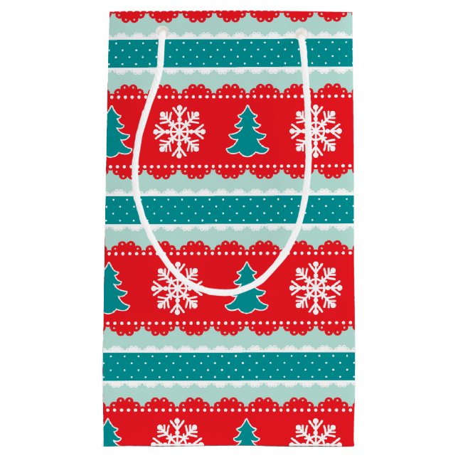 Petit Sac Cadeau Joli Noël Snowflakes Motif Pois (Devant)