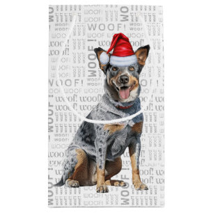 Petit Sac Cadeau Joli Noël Vacanteur de Fête de Chien Woof Word Art