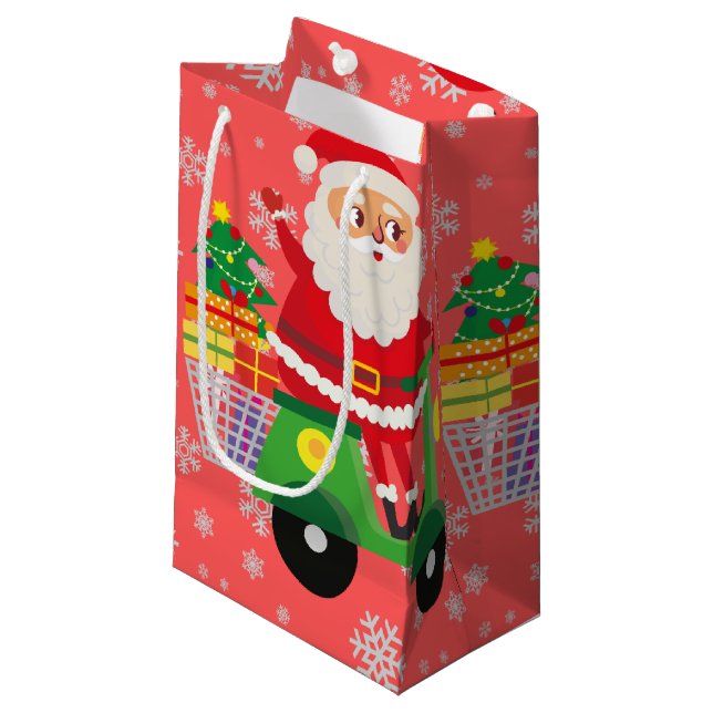 Petit Sac Cadeau Joli Père Noël shopping cadeau aux enfants rose (Devant Angle)