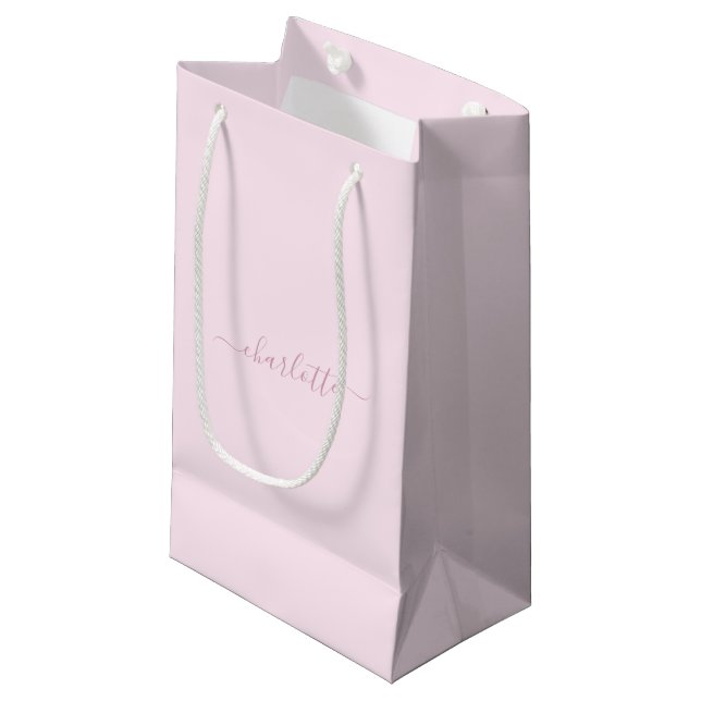 Petit Sac Cadeau Joli rose et blanc doux (Devant Angle)
