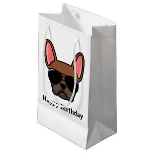 Petit Sac Cadeau Joli Rouge Fête Français Chien-taureau Visage Peti