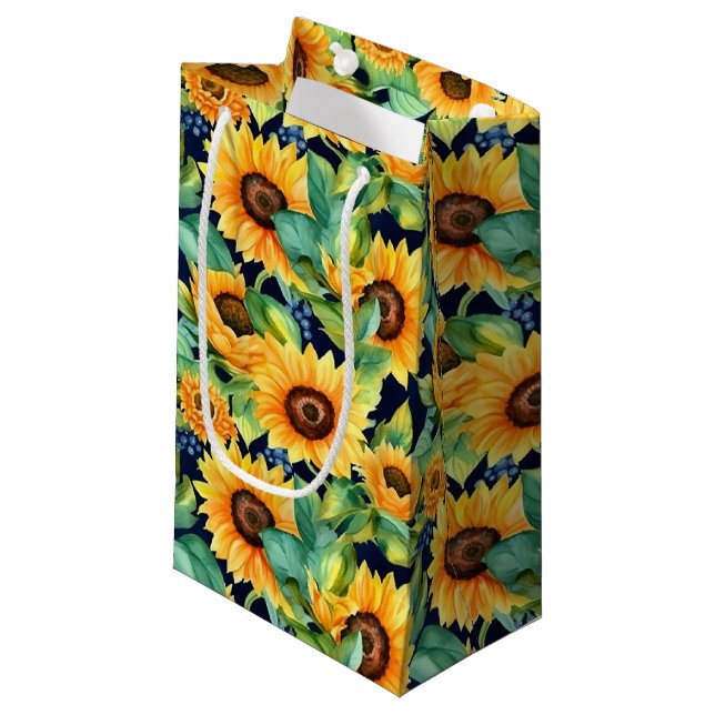 Petit Sac Cadeau joli tournesol populaire motif carrelé (Devant Angle)