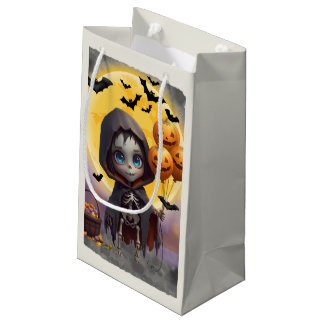 Petit Sac Cadeau Jolie Fille Squelette avec Ballons et Friandises