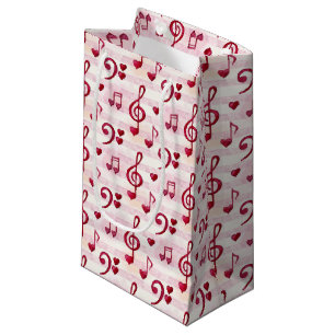 Petit Sac Cadeau jolies notes musicales carrelées motif
