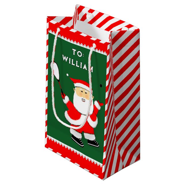Petit Sac Cadeau Joueur de squash Noël (Devant Angle)