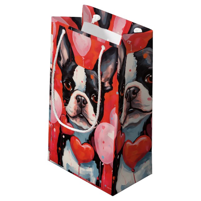 Petit Sac Cadeau Jour de Boston Terrier Valentines (Dos Angle)
