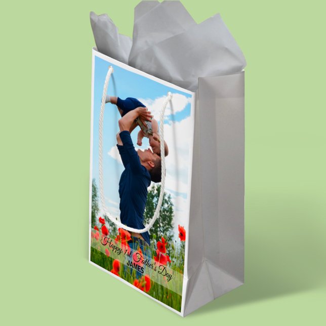 Petit Sac Cadeau Joyeuse fête du Premier Père Photo personnalisée e (Créateur téléchargé)