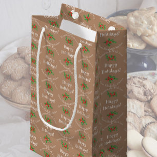 Petit Sac Cadeau Joyeuses fêtes Baking Cadeau Brown modifiable
