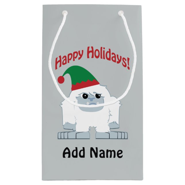 Petit Sac Cadeau Joyeuses fêtes ! Yeti de Noël (Dos)