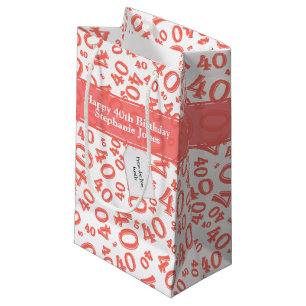 Petit Sac Cadeau Joyeux 40e anniversaire Numéro Motif Coral/Blanc 4