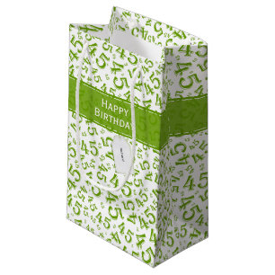 Petit Sac Cadeau Joyeux 45e anniversaire Numéro Motif Vert/Blanc