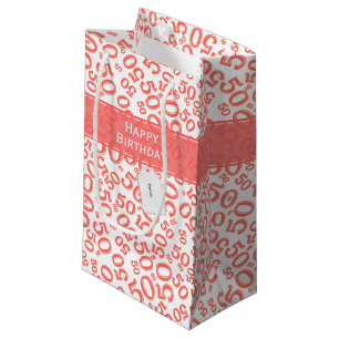 Petit Sac Cadeau Joyeux 50e anniversaire Random Number Motif Coral