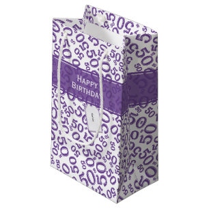 Petit Sac Cadeau Joyeux 50e anniversaire Random Number Motif pourpr