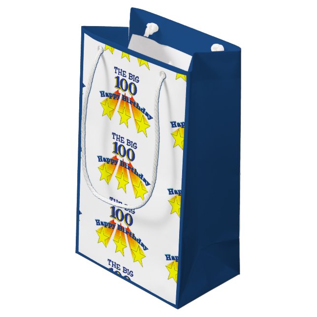 Petit Sac Cadeau Joyeux anniversaire 100 (Dos Angle)
