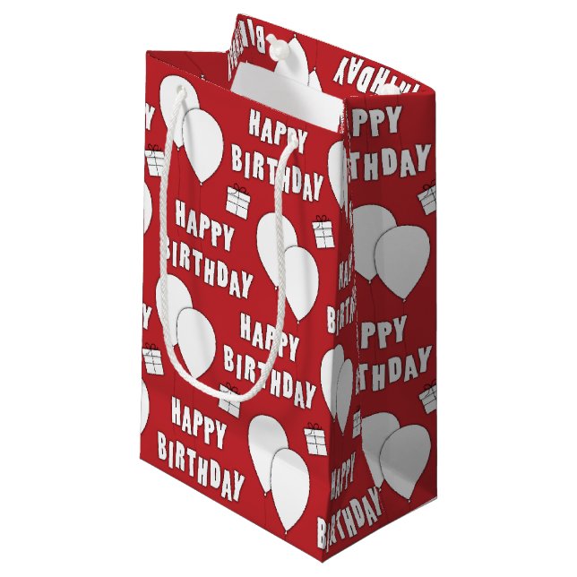Petit Sac Cadeau Joyeux Anniversaire Avec Arrière - plan Rouge Ball (Devant Angle)