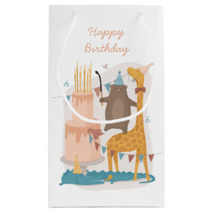 Petit Sac Cadeau Joyeux anniversaire. De mignons animaux. Funny our
