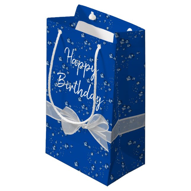 Petit Sac Cadeau Joyeux Anniversaire des vaches et bulles (Devant Angle)
