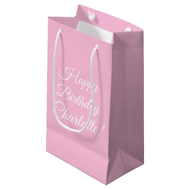 Petit Sac Cadeau Joyeux Anniversaire nom de script personnalisé tex (Devant Angle)