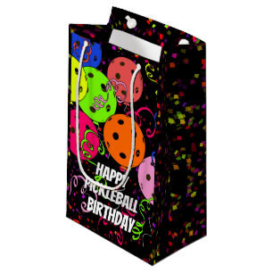 Petit Sac Cadeau Joyeux Anniversaire Pickleball Ballons Confetti No