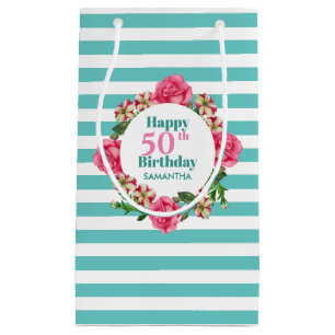 Petit Sac Cadeau Joyeux Anniversaire Rose Rose Rouge Blanc Pétunia