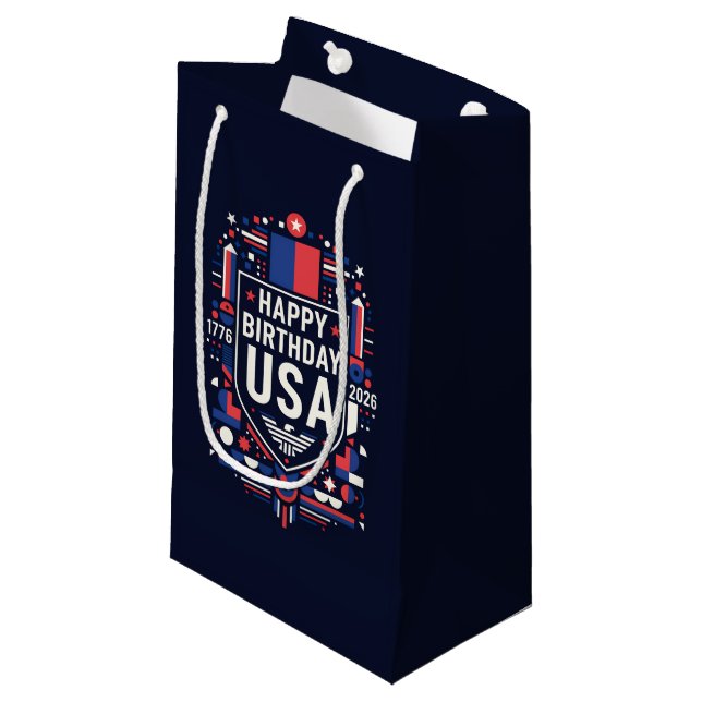Petit Sac Cadeau Joyeux anniversaire USA 250 (Devant Angle)
