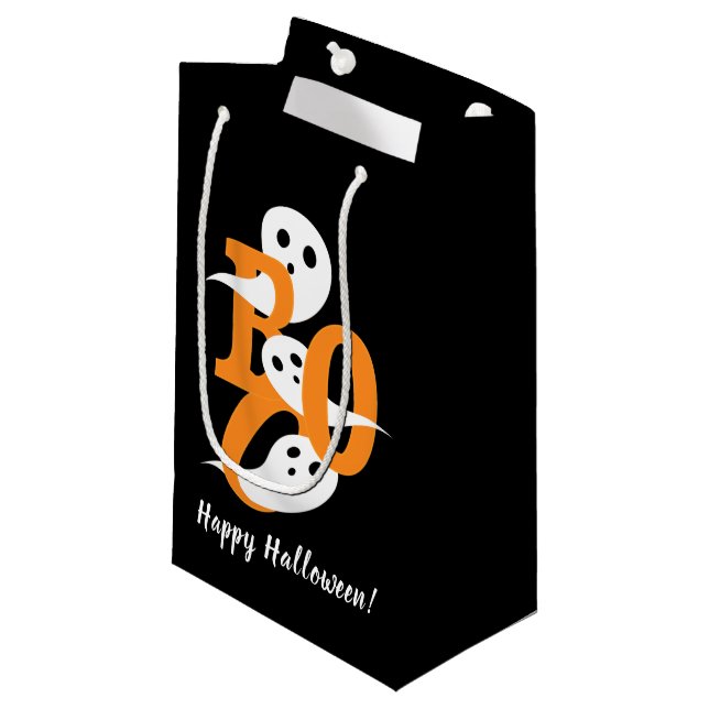 Petit Sac Cadeau Joyeux Halloween Boo Ghosts Black (Devant Angle)