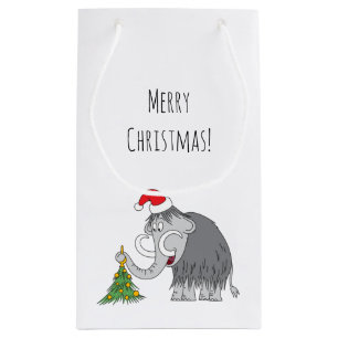 Petit Sac Cadeau Joyeux Noël Arbre mignon Mammoth Santa Hat Petit