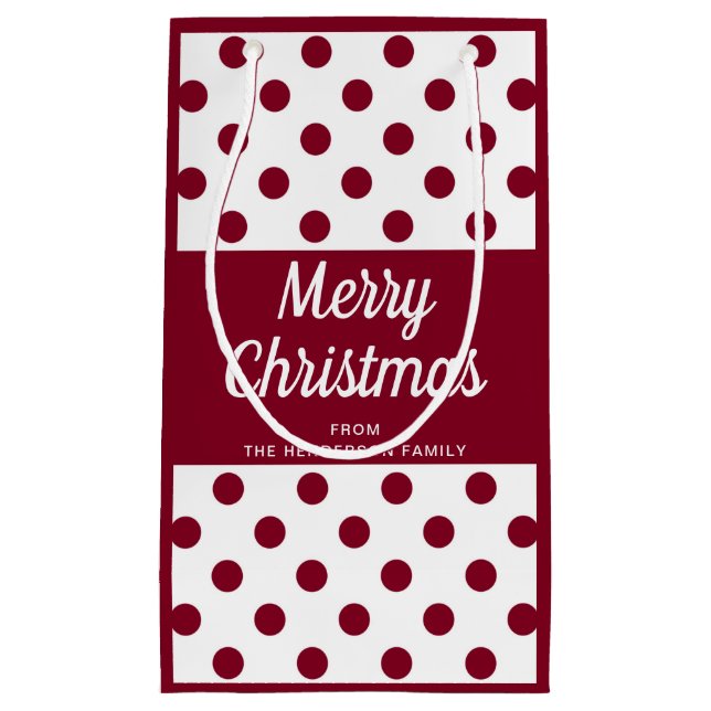 Petit Sac Cadeau Joyeux Noël écriture moderne Bourgogne (Devant)