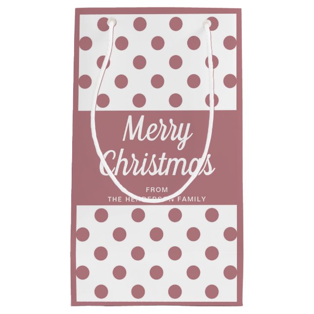 Petit Sac Cadeau Joyeux Noël écriture moderne rose (Devant)