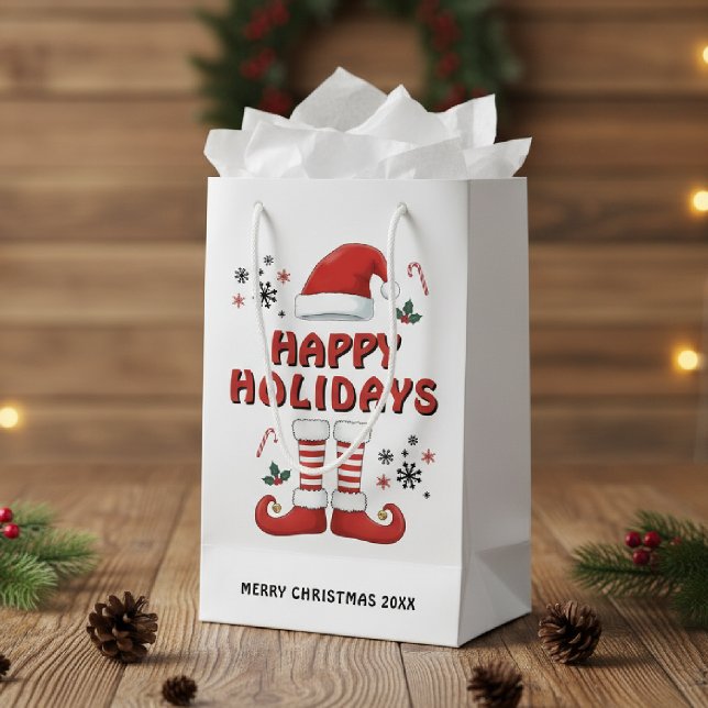 Petit Sac Cadeau Joyeux Noël Elf Bottes Père Noël Casquette Blanc (Créateur téléchargé)