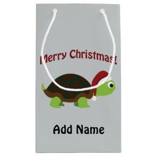 Petit Sac Cadeau Joyeux Noël! père Noël Turtle