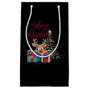 Petit Sac Cadeau Joyeux Noël Raindeer