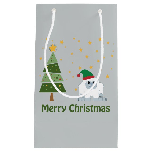 Petit Sac Cadeau Joyeux Noël Yeti (Devant)