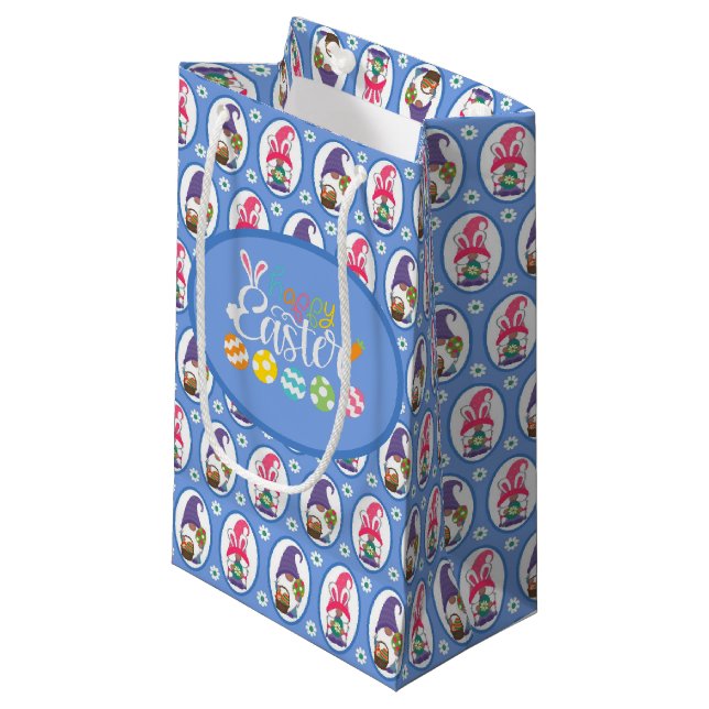 Petit Sac Cadeau Joyeux Pâques Gnomes  (Devant Angle)