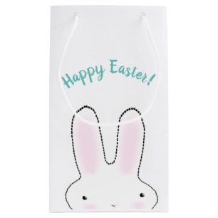 Petit Sac Cadeau Joyeux Pâques turquoise mignon lapin de Pâques scr