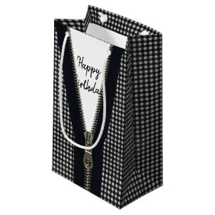 Petit Sac Cadeau Joyeux Zipper Anniversaire En vichy