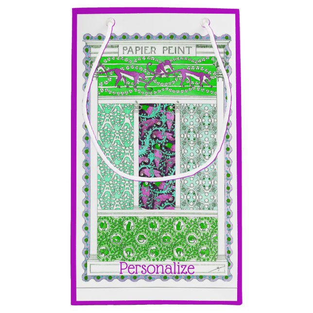 Petit Sac Cadeau jungle de singes perroquets Art nouveau tropical v (Dos)