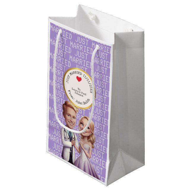 Petit Sac Cadeau just Married DOCTORS PHYSICIANS MD violet (Devant Angle)