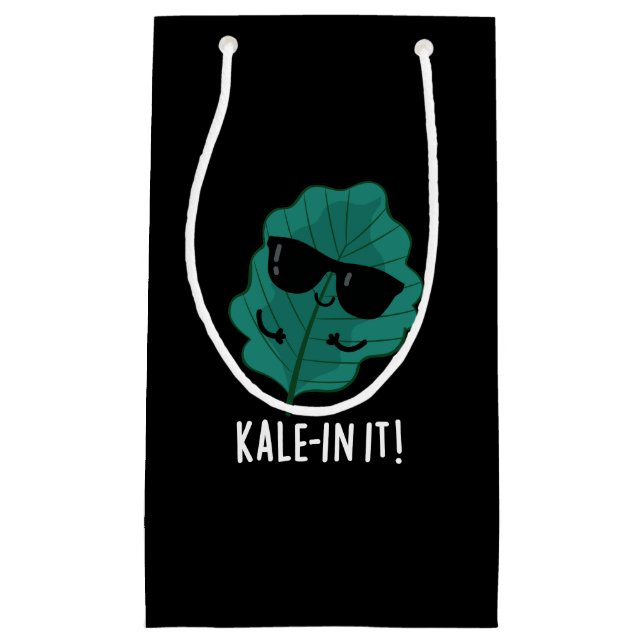 Petit Sac Cadeau Kale-in It Funny Veggie Kale Pun Dark BG (Devant)