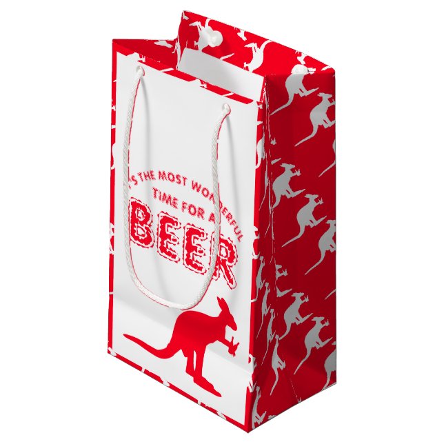 Petit Sac Cadeau Kangaroo Beer, fête de Noël australienne (Devant Angle)